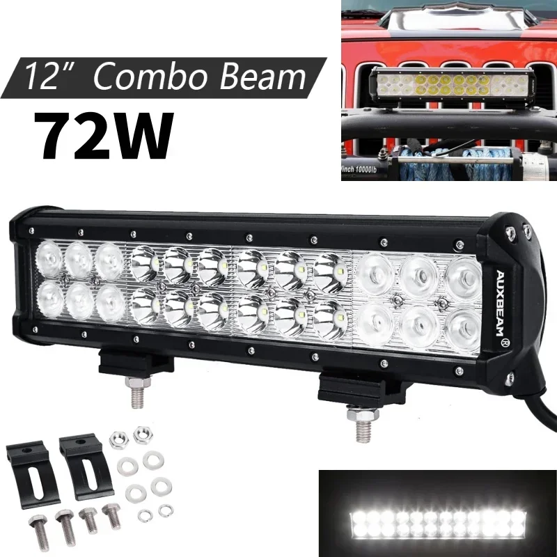 

AUXBEAM 72W 12-дюймовая фотолампа, двойная строка, фотолампа 6000K, белая лампа, фотолампа