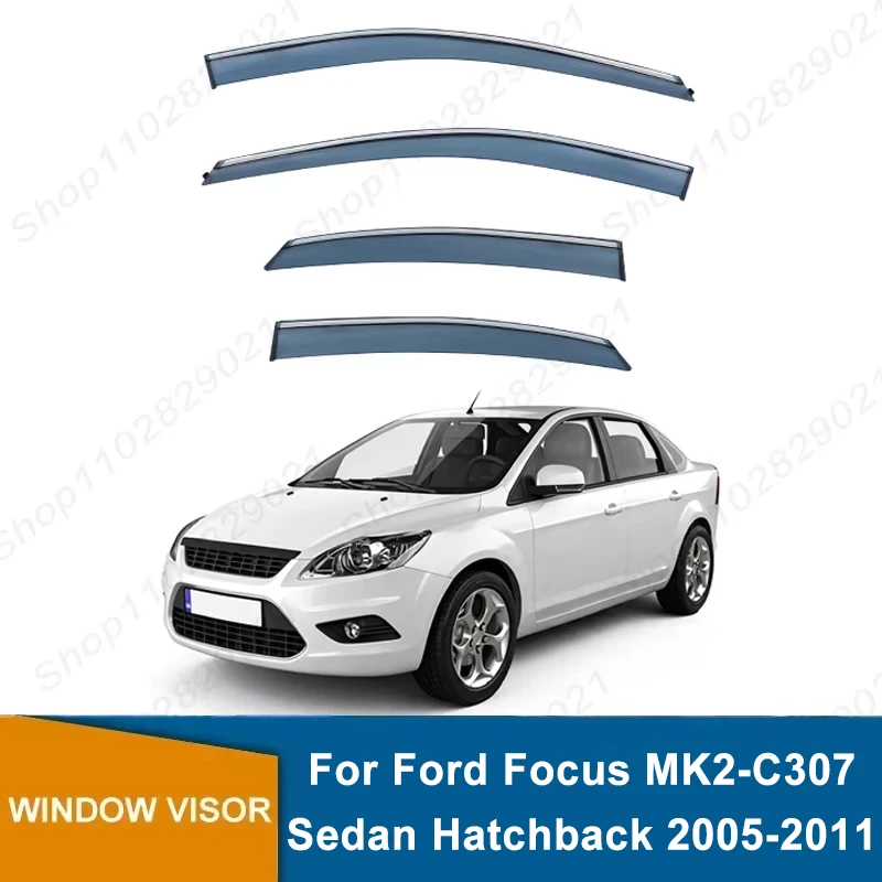 4Pcs Window Visor For Ford Focus MK2-C307 Sedan Hatchback 2005-2011 Weathershield Sun Rain Deflector Guard Car Window Deflector