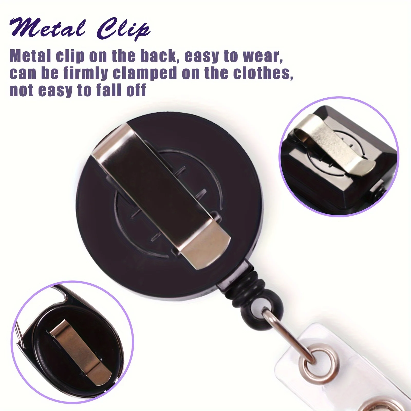 Black Retractable Badge Reel with Name Card Badge Holder Medical Badge Reel for Nurse Hospital Supplies Badge Reel Lanyard Gift