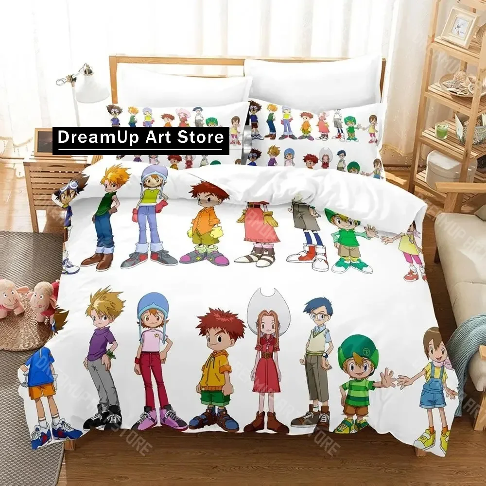 

Комплект постельного белья Digimon Adventure с 3D принтом, одинарный, полный, королевский размер, комплект постельного белья для взрослых и детей, комплекты пододеяльников для спальни с 3D принтом 2022