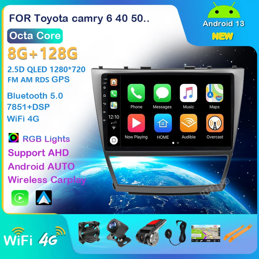 

Автомобильный радиоприемник 6 + 128G Carplay android для Toyota camry 6 40 50 2006-2011 мультимедийный видеоплеер Автомобильный навигатор GPS No 2din 2 din dvd