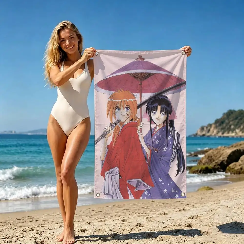 Kenshin Himura-Kamiya Kaoru-Rurouni Kenshin  Flags Wall Hanging Tapestry Outdoor Garage Room Decorative flag Background Blanket