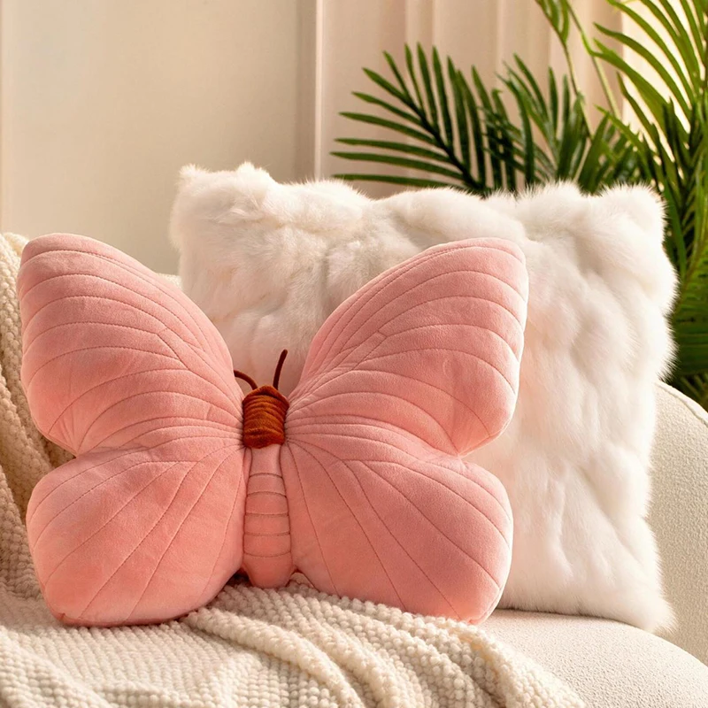 Rural Girl Heart Kawaii Butterfly Pillow Cute Sofa Pillow Soft Pink Butterfly Room Decoration Birthday Gift Holiday Gift