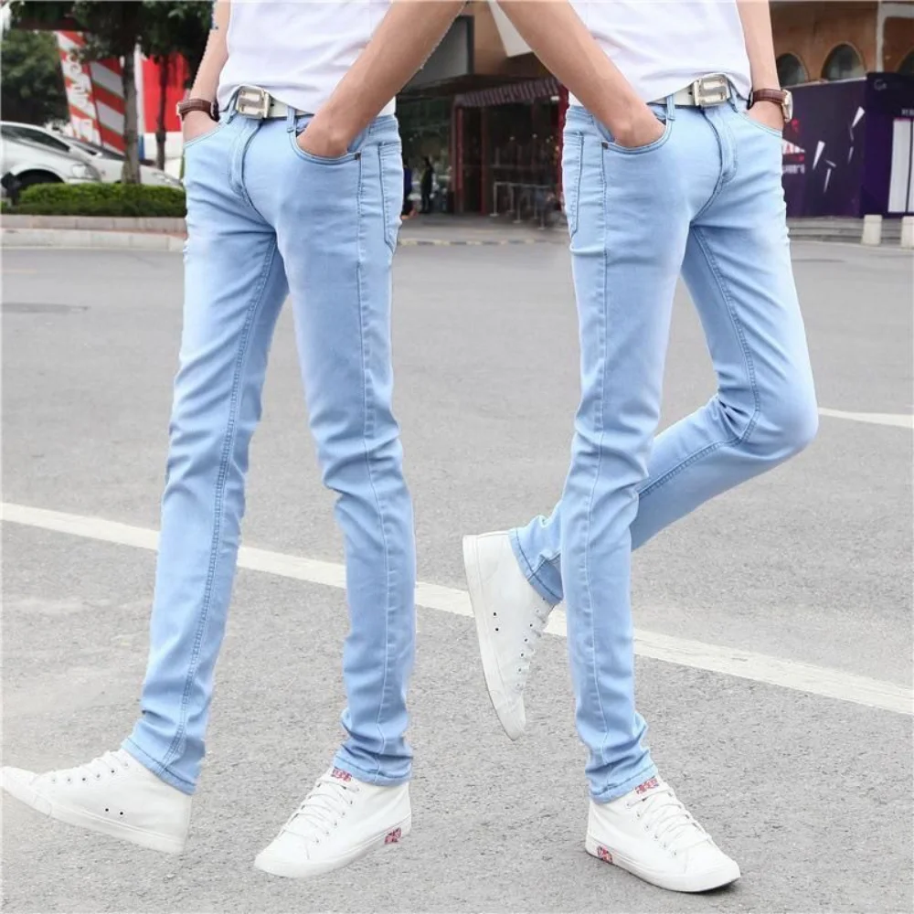 Harajuku Fashion Men's Jeans Stretch  Luxury Clothes for Men Korean Style Streetwear Cowboy Solid Snowflake Skinny Denim Pants