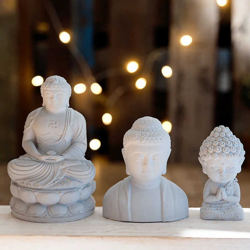 3d Buddha Statue Candle Silicone Mold Aromatherapy Plaster Clay Mould Handmade Epoxy Resin Molds Candle Making Supplies