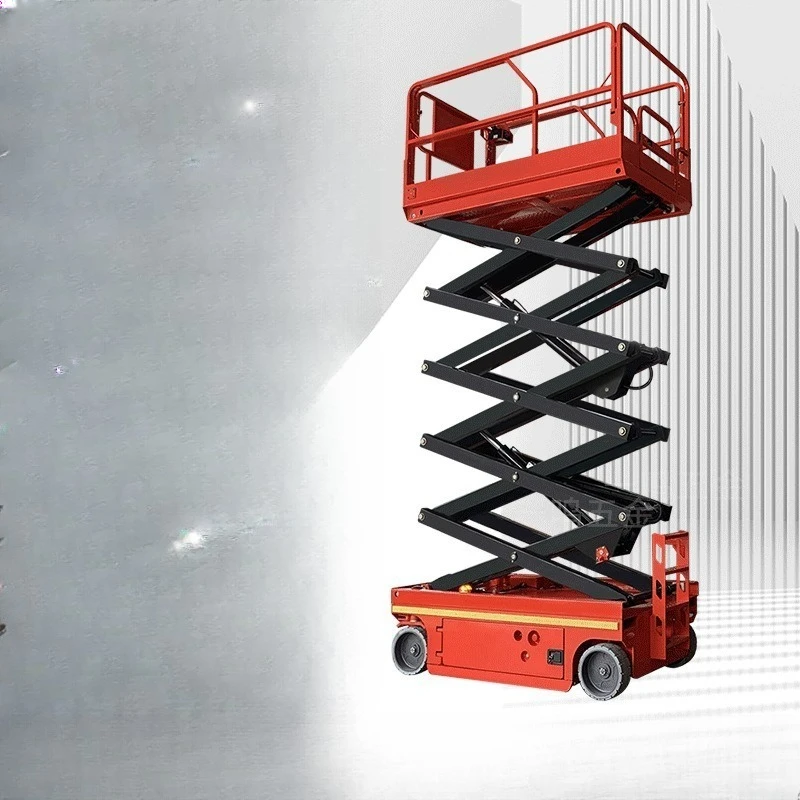 Self-propelled mobile scissor lift aerial work vehicle electric hydraulic small full lifting platform can be moved