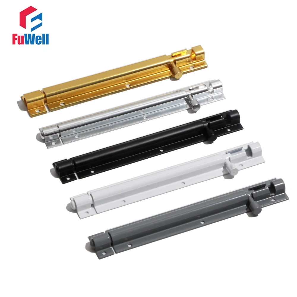 FuWell Gold/White/Silver//Grey/Black Barrel Bolt  Aluminum Alloy Door Latch Hardware 2/3/4/5/6/8inch