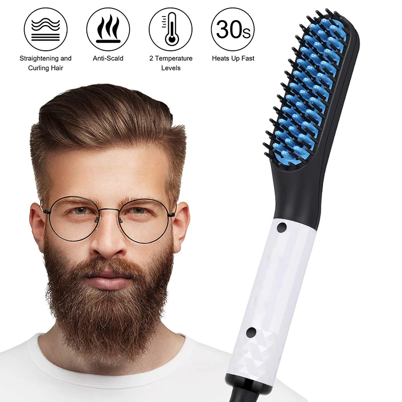 

Electric Flat Iron Curler Straightener Comb Hair Beard Straightener Cordless Fast Heating Straightening Brush Machine for Men