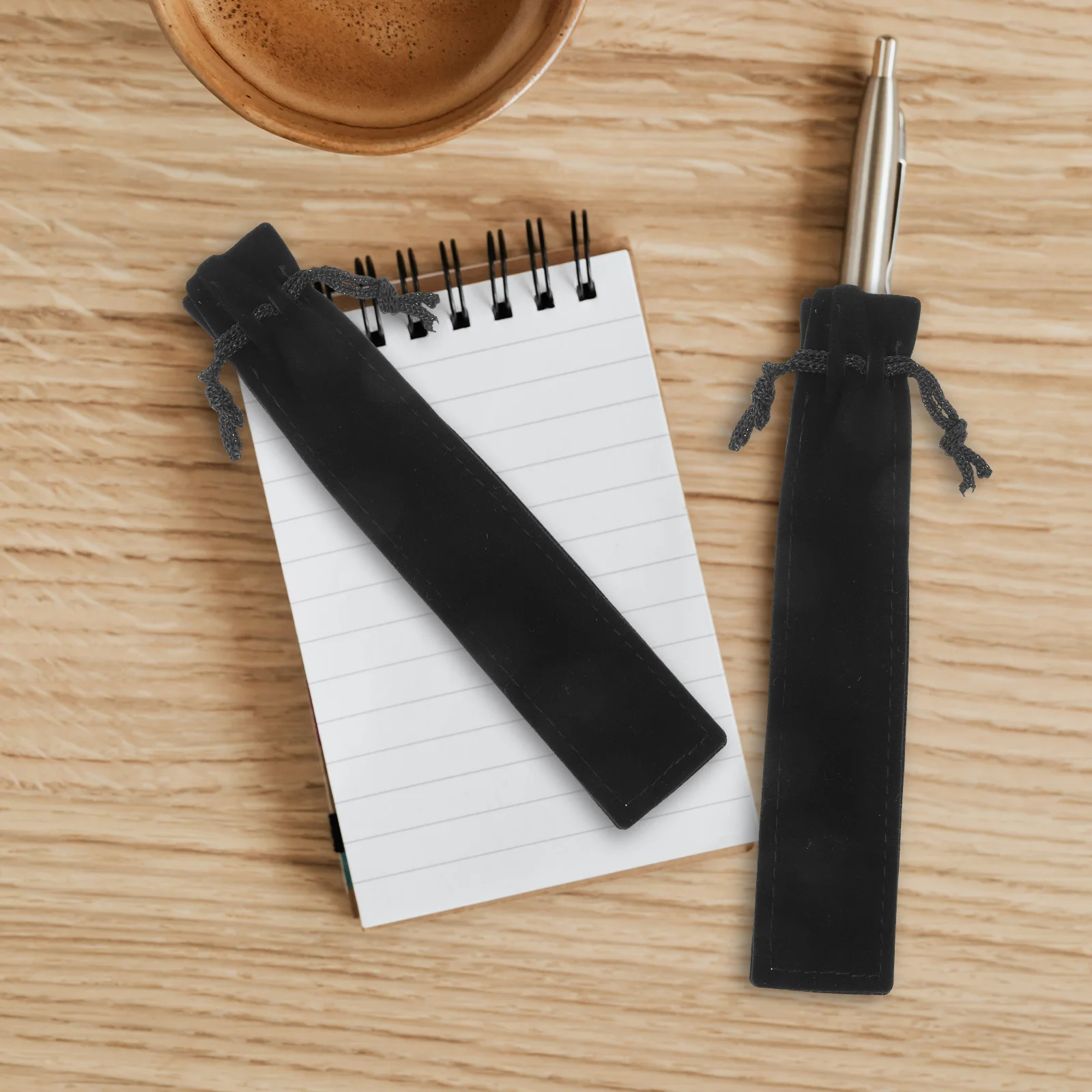 25Pcs Pen Pouch Drawstring Closure Flannel Pen Bag Protective Sleeve Storage Case for Office School Home Stationery Organization