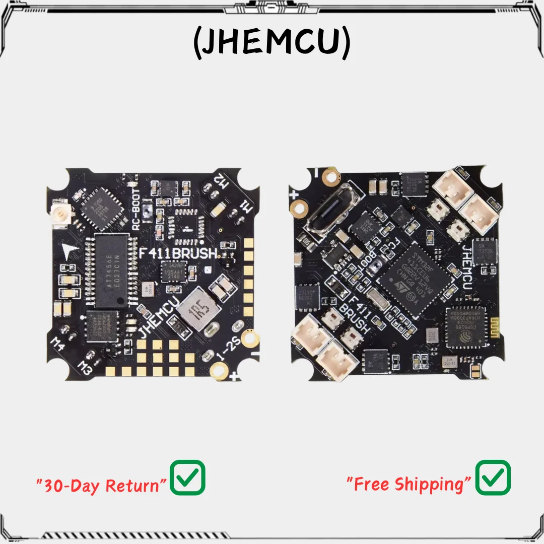 

JHEMCU F411 BRUSH FC - Integrated ELRS 2.4GHz Receiver for FPV Freestyle/Racing Drones (16x16mm Mount)