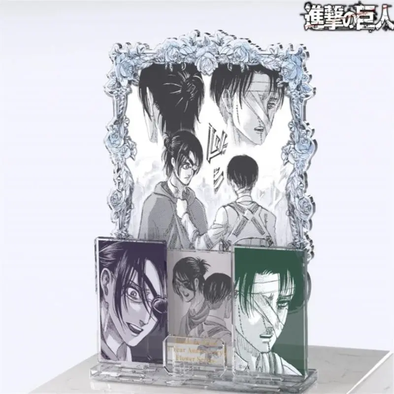 Anime Levi Mikasa Eren Yeager Acrylic Stand Action Figure PVC Double Insert Big Desktop Stand