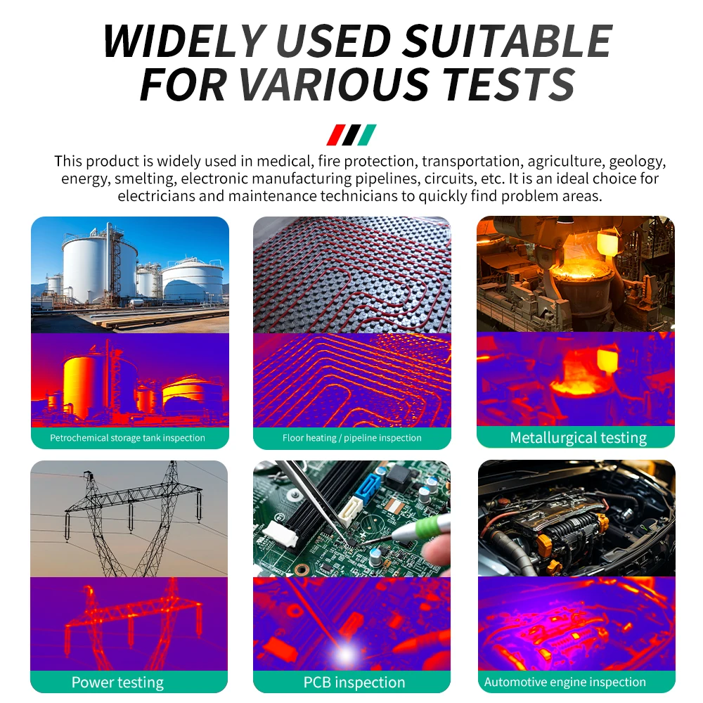 MASTFUYI FY12 Handheld Thermal Imager -20~550°C 15 False Color Non-contact Temperature Measurement 50×50° Large Field of View