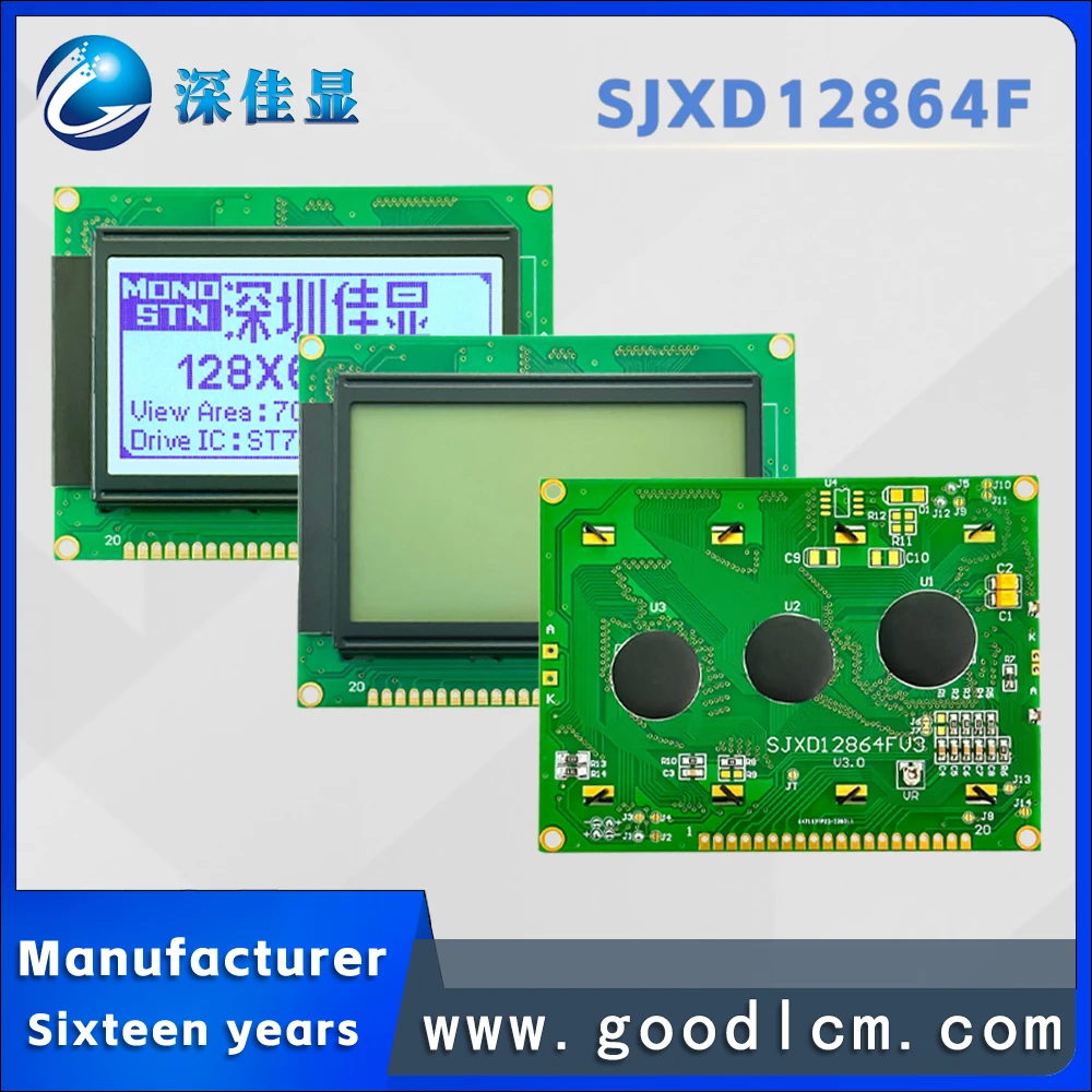 Imagem -06 - Módulo de Exibição Lcd Dot Matrix Porta Paralela Serial Cinza Positivo Fonte Chinesa Sjxd12864f Stn 12864