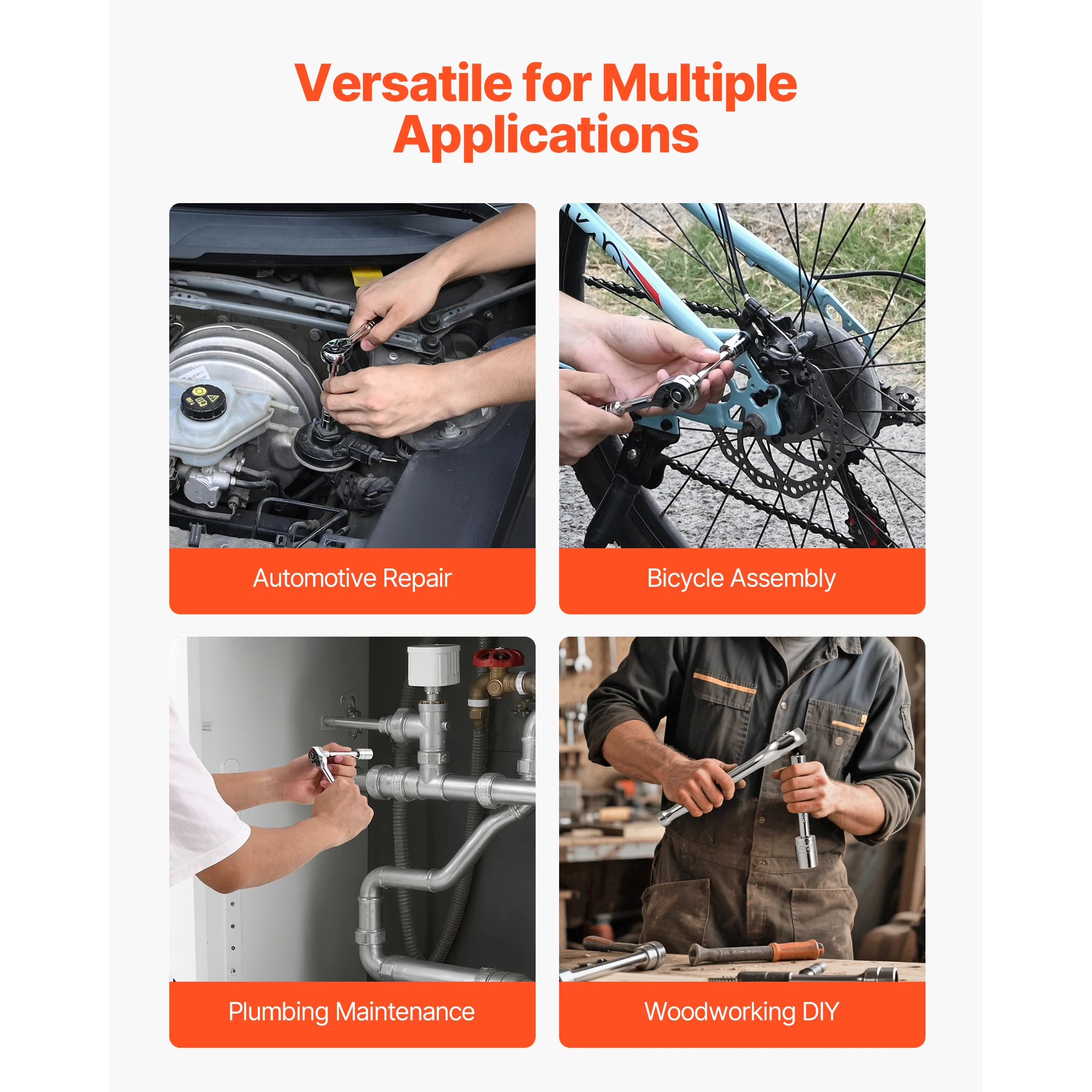 SucceBuy dopsleutelset 86-delig 3/8 1/4 1/2 inch aandrijfdop en ratelset SAE metrische monteur gereedschapsset met ratelsleutel