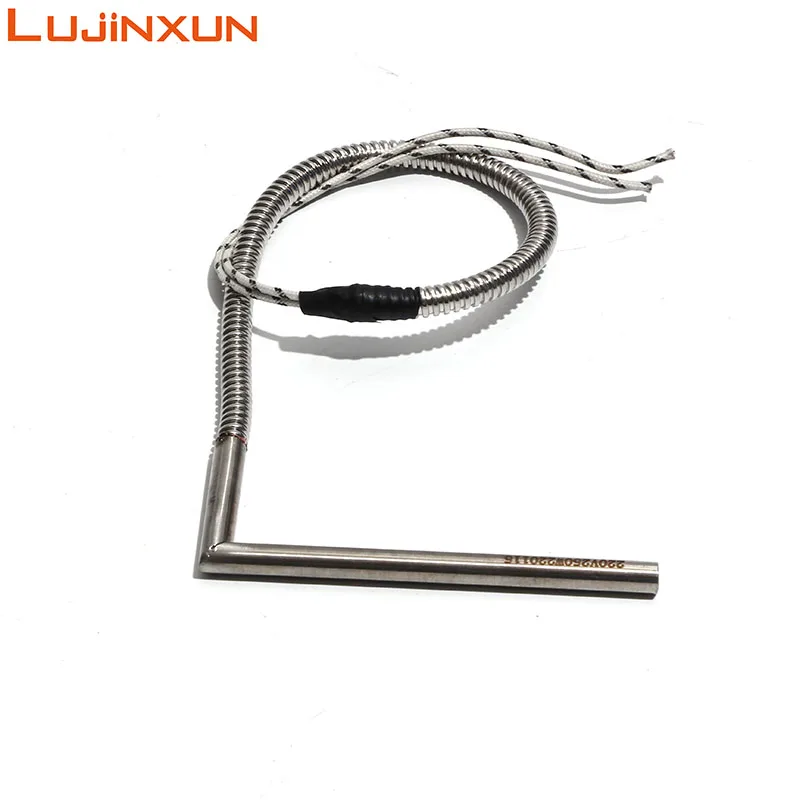 LUJINXUN L Type Cartridge Heater 6-12mm Resistance Right Angle Single-End Electric Heat Pipe 50-200mm Anti Dry Burning Heat 2pcs