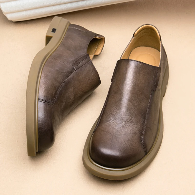 

Genuine Leather Mens Formal Shoes Luxury Quality Handmade 2025 Summer New British Style Round Toe Outdoor Social Shoes for Man