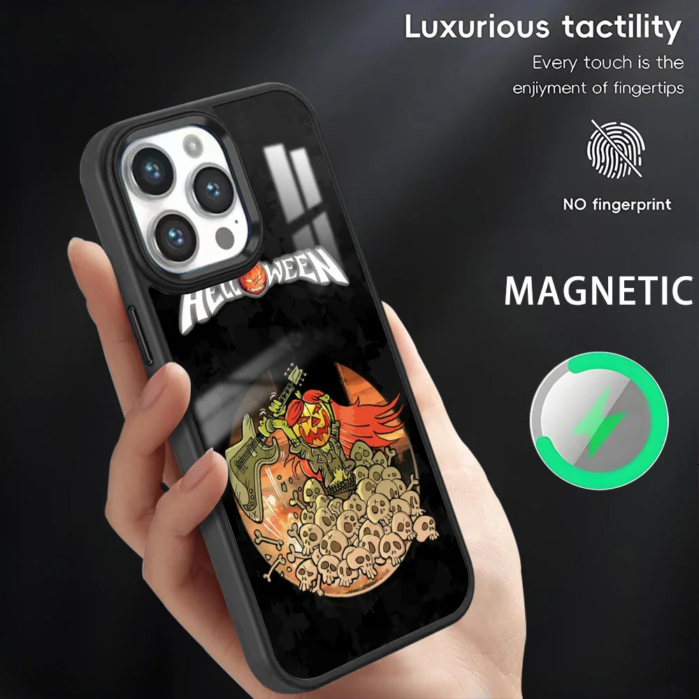 

H-Helloween Band Phone Case For iPhone 16 15 14 13 12 11 Pro Max Plus Mini Magsafe Magnetic Wireless Charging PC Cover