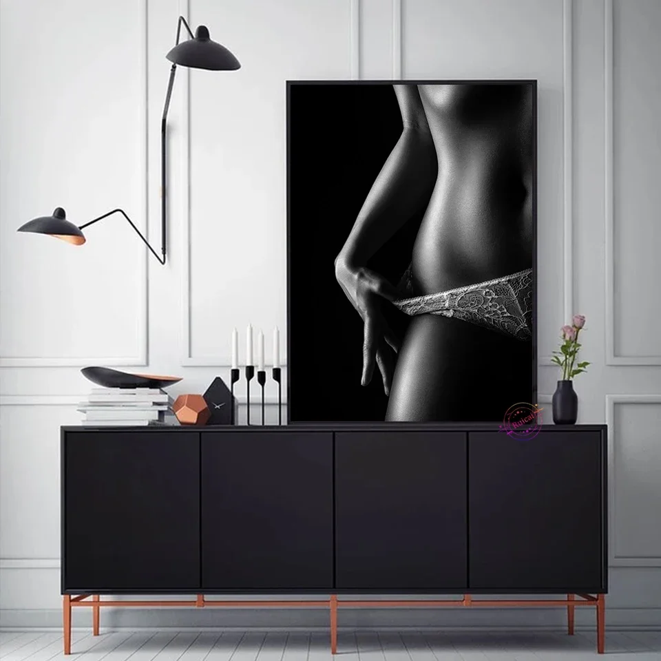 

Woman Naked Poster Black And White Canvas Art Wall Picture For Living Bar Cafe Room Home Decor Gift Paintings