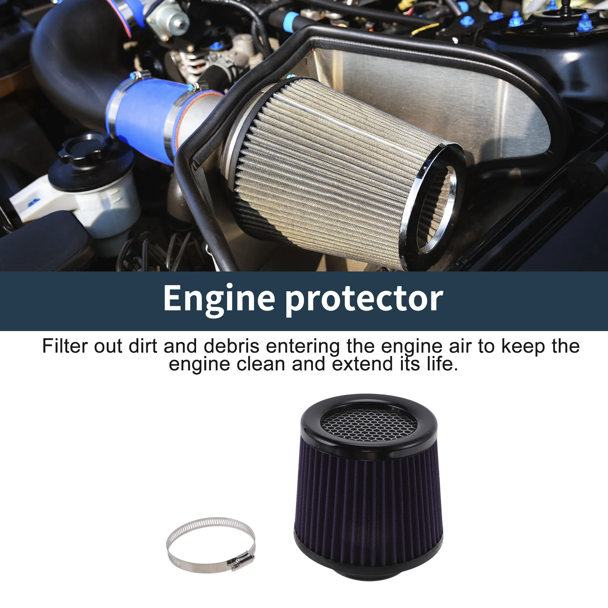 

UXCELL Engine Air Filter Flow Unlabeled Mushroom Heads Clamp-On Cold Air Intake Filter Closed-Top Cool Air Filter Cleaner