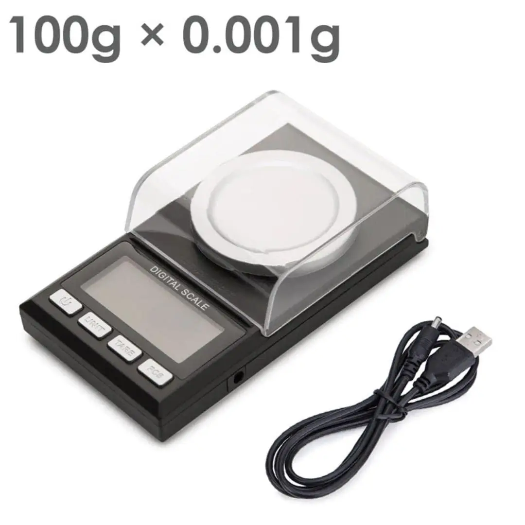 Balanza de laboratorio electrónica de alta precisión con carga de 0,001g, balanza de joyería Digital de 100g/50g/20g, alimentación USB con peso de calibración