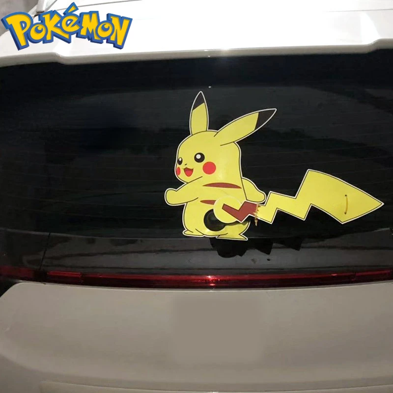 Pokemon Reflective Wiper Sticker Wagging Tail Pikachu Modified Rear Window Decoration Car Sticker Children\'s Toy Birthday Gift