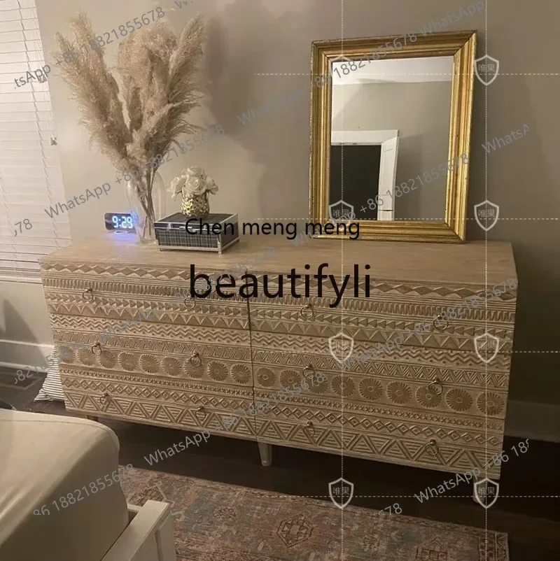 New arrive French retro solid wood dining side cabinet/medieval art entry bucket cabinet/simple modern entrance cabinet
