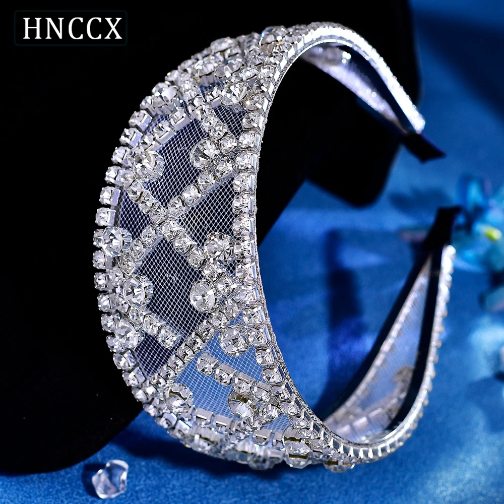 

HNCCX Rhinestone Headband for Women Wide Crystal Headwear Bride Head Hoop Hair Jewelry Women Headpieces Accessories CP807