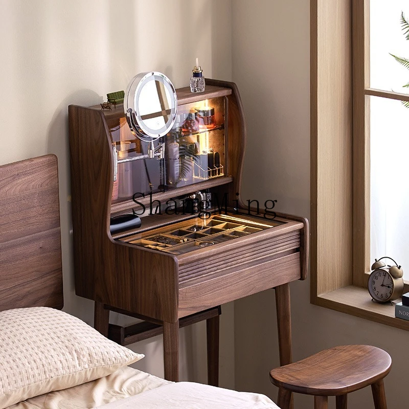 

ZYY solid wood dresser small apartment retro bedroom desk small bedside makeup table