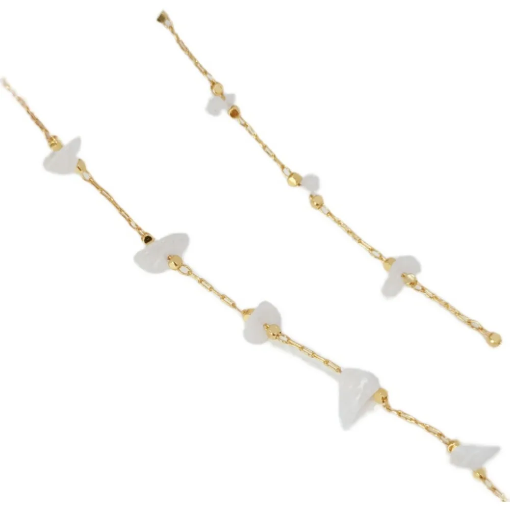 14K Gold-plated Natural Garnet Strawberry Green Dongling Amethyst Crushed Stone Chain Loose Chain DIY Jewelry Accessory