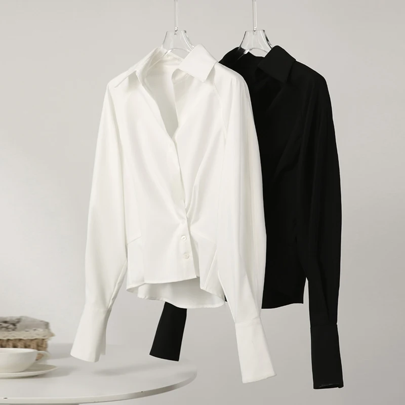 

2025 Autumn Fashion Women's Casual Elegant Long Sleeved Shirt Office Women's White Shirts And Blouses Slim Waist Femal Clothes