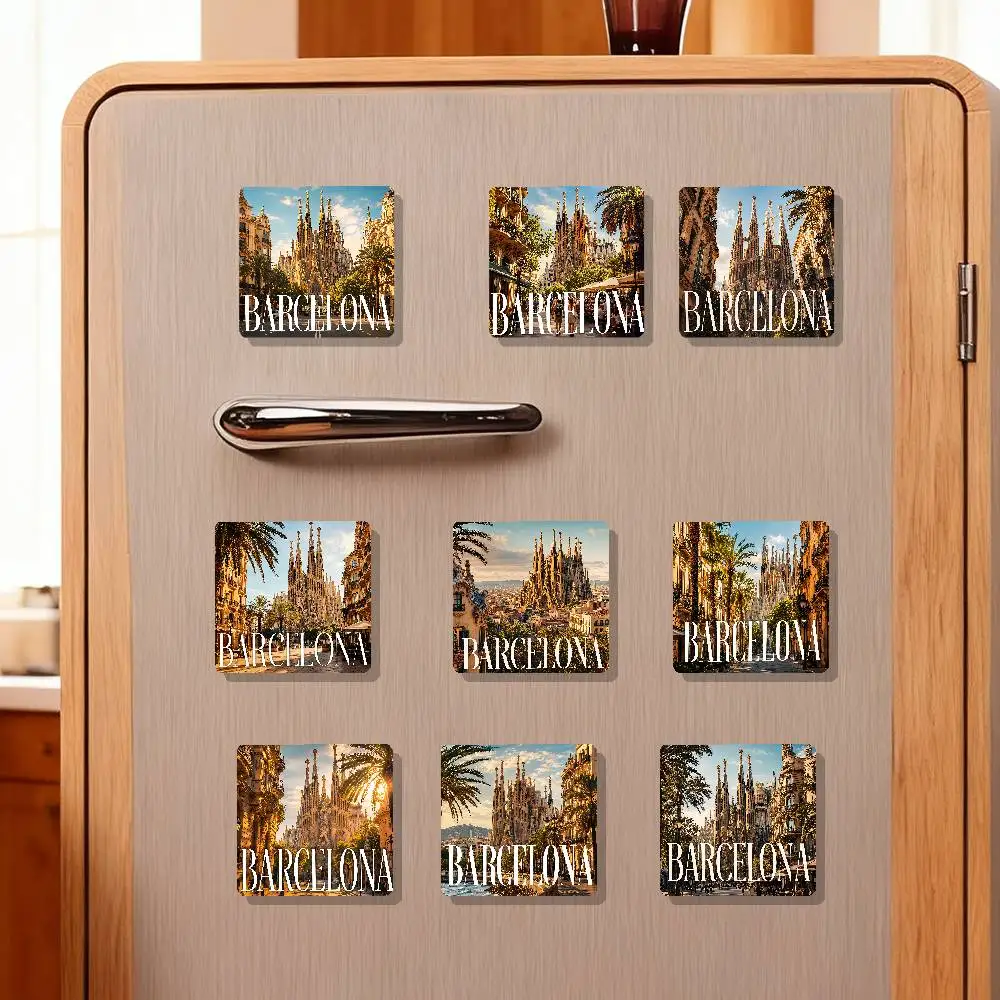 Barcelona City Cityscape Refrigerator Magnets For Dishwasher/ Refrigerator/ Freezer, Whimsical Kitchen Decor