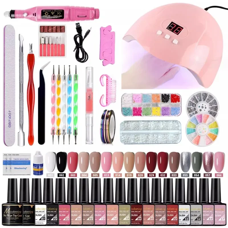 35 piece set of nail polish oil and glue, armor mold, brush, nail tool, polishing machine, polishing set