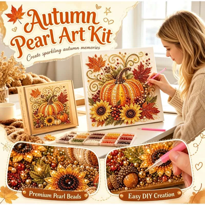 Autumn Pearl Painting Kit Cute 5D Pearl Painting Crafts Pumpkin Diamond Art Pearl Painting Kit Diamond DIY Pearl Painting Kit