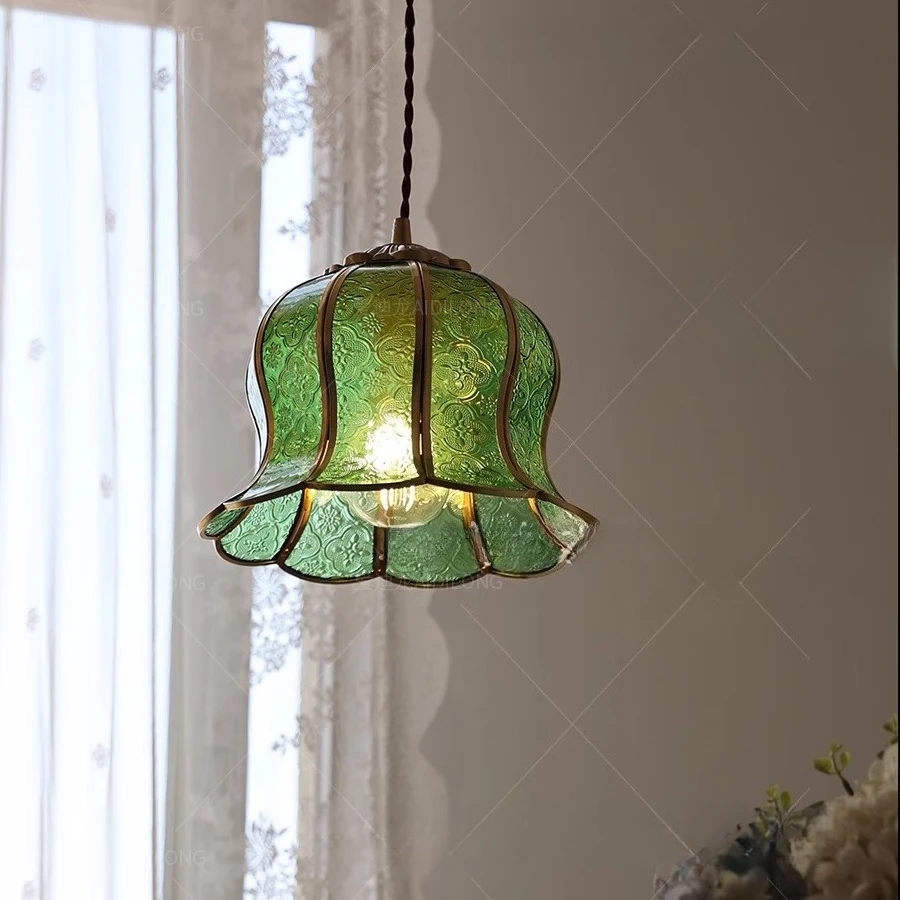 

Green flower glass chandelier restaurant bar balcony bar high quality chandelier