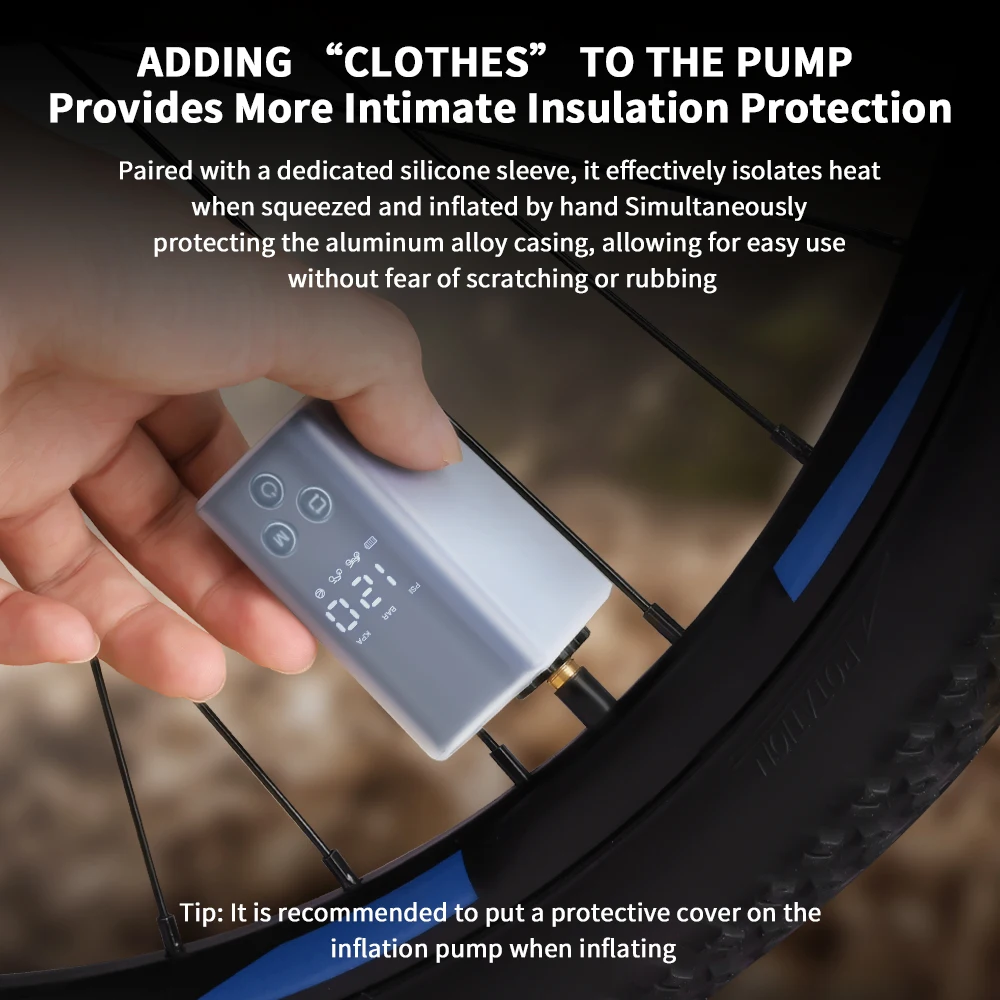 Rockbye مضخة دراجة كهربائية صغيرة 120 رطل لكل بوصة مربعة نوع-C قابلة للشحن منفاخ هواء محمول AV FV صمام ملحقات دراجة الطريق الجبلية