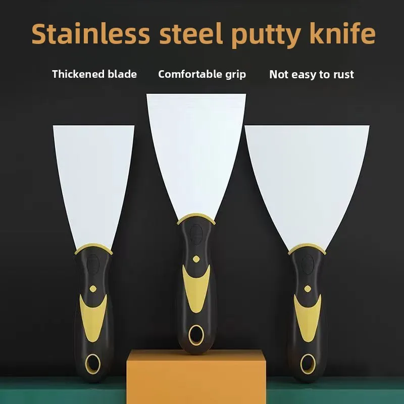 سكين رمادي مزدوج اللون مقبض بلاستيكي سكينة معجون ملعقة تنظيف المنزل مكشطة سكين مرآة سكينة معجون