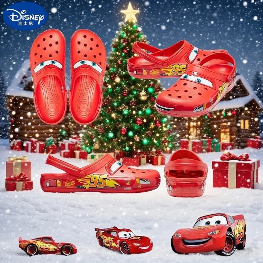

Mcqueens Solid Waterproof Slippers Disney Pixar Lightninged Outdoor Sandals Casual Breathable Ankle-wrap EVA Shoes ChristmasGift