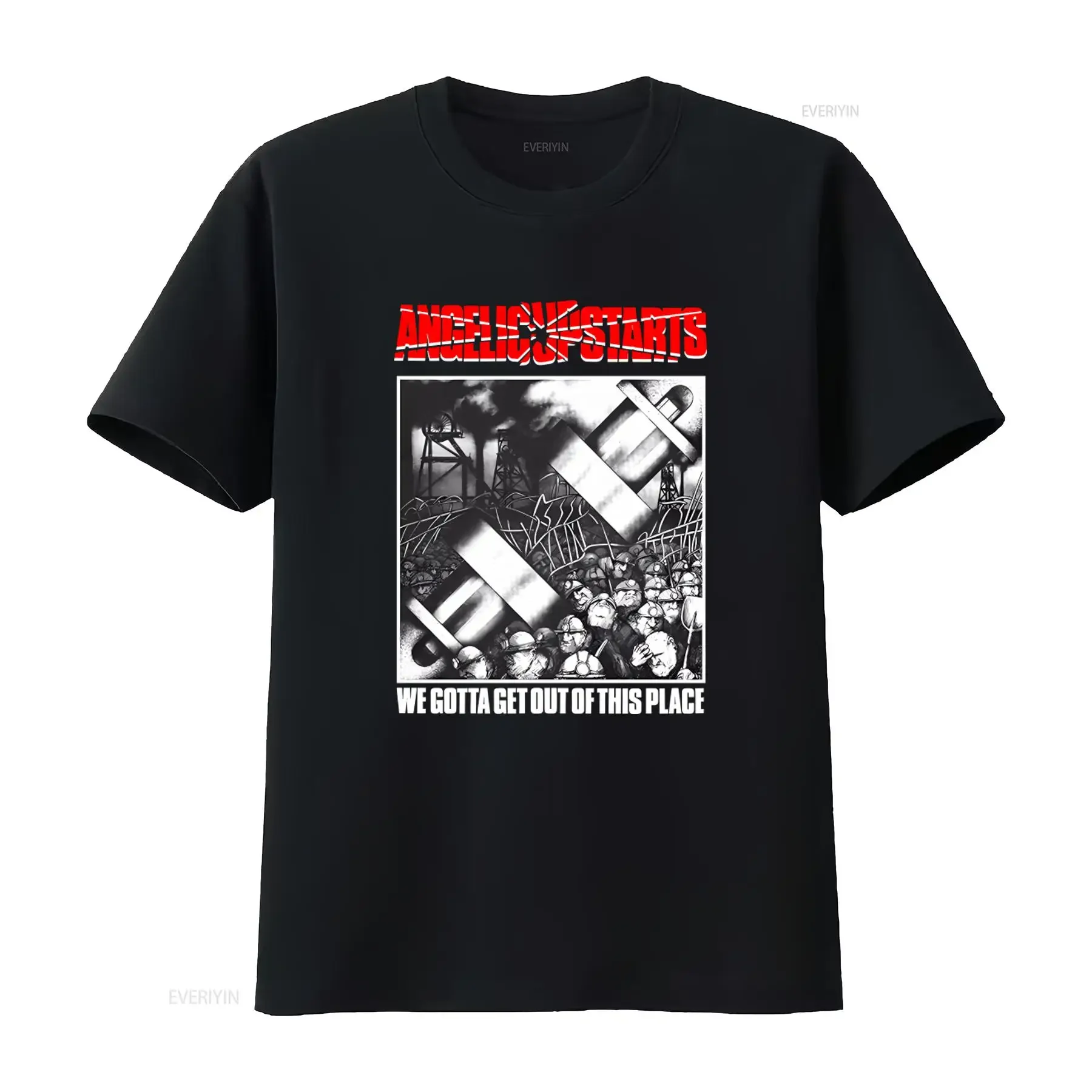 Angelic Upstarts We Gotta Get Out Of This Place Print T Shirt for Men in USA vintage Washed Stylish homme graphic streetwear