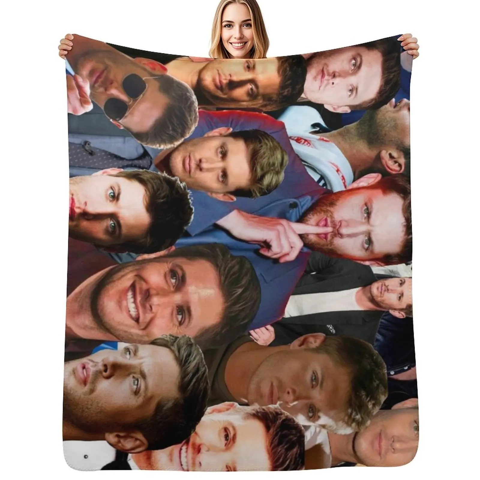 Jensen Ackles Photo Collage Throw Blanket Flannel Fleece Soft Warm Throw Blanket