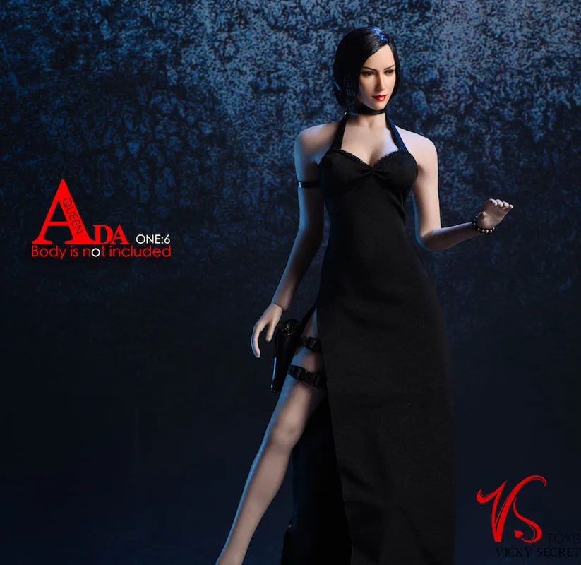 Vstoys 18XG14 vestido de noche femenino a escala 1/6, falda larga con cuello colgante, modelo de ropa apto para cuerpo de figura de acción de soldado de 12 pulgadas