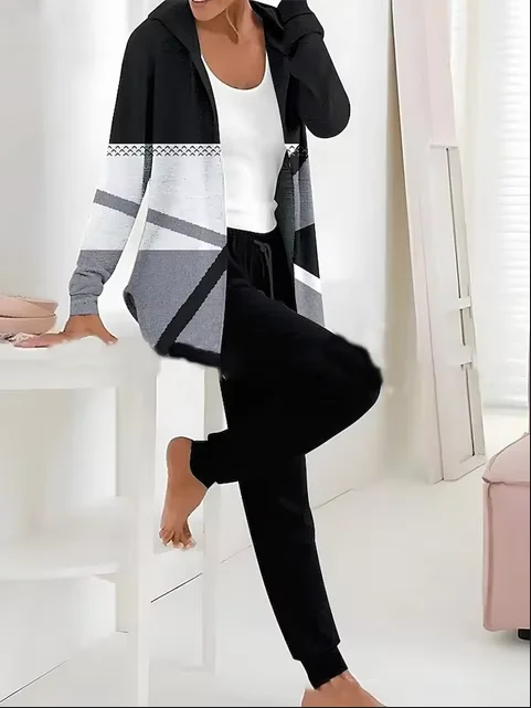 Fashion Long Sleeve Zipper 2 piece set women Cardigan Hooded Sweatshirt Comfortable Women\'s Long Pant sets Cardigan Casual Pants