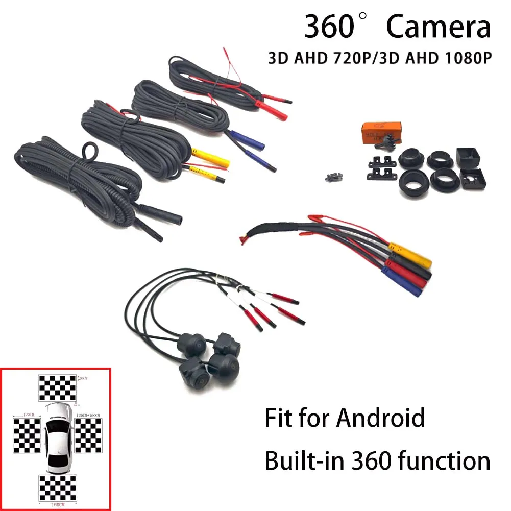 AHD720 To AHD 1080P 360° Panoramic Camera Surround View Right+Left+Front+Rear View Camera For Car Android Radio Multimedia