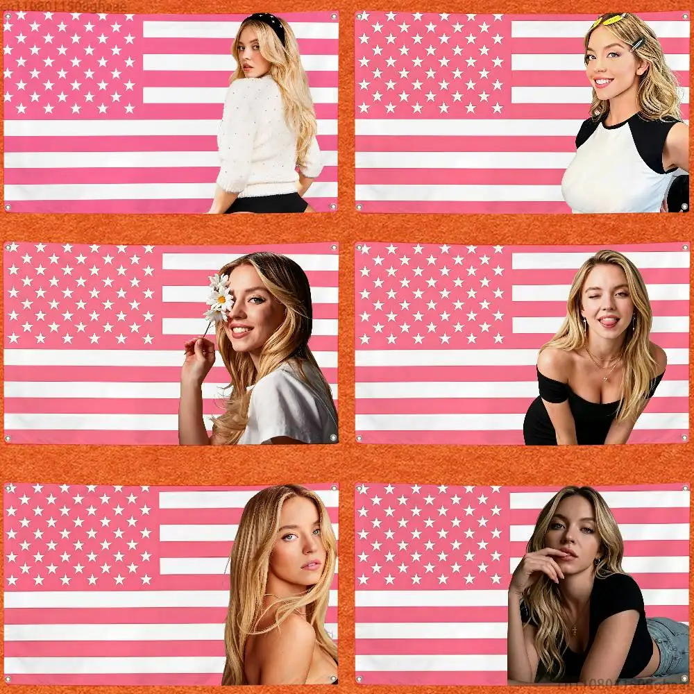 S-Sydney Sweeney FLAG 60x110CM 70x115CM 100x150CM Hoes Mad Funny Flag With Four Brass Grommets