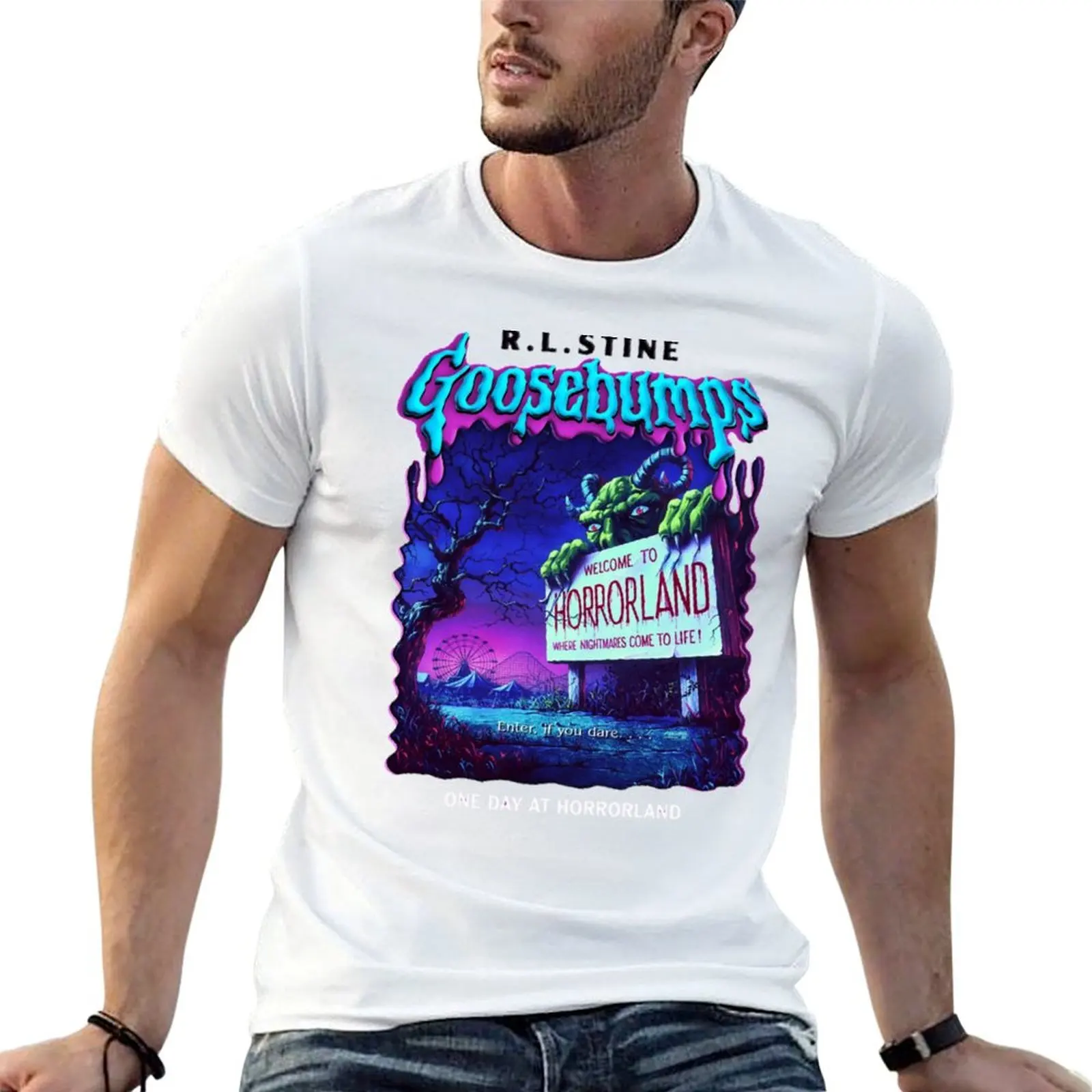Goosebumps One Day At HorrorLand T-Shirt sweat oversized graphic tee mens white t shirts
