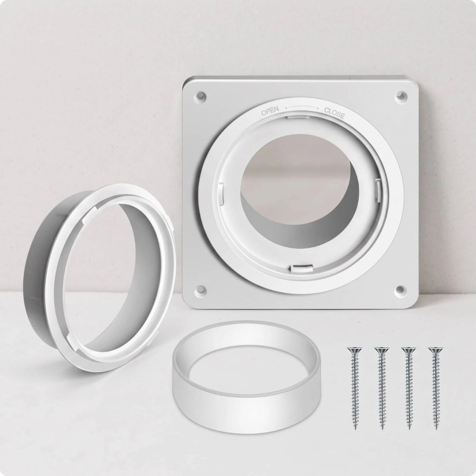 Dryer Vent Wall Flange Kit Slim-Profile Dryer Vent Connector with Screws Wall Ducting Kit Sealed Hardware Sturdy for Homeowners