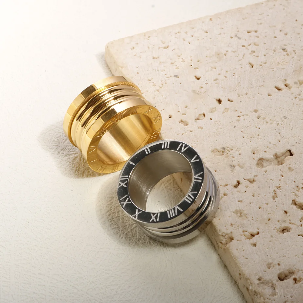 European and American Personality Roman Numerals Titanium Ring Ceramic Spring Ring All-match Simple Couple Ring