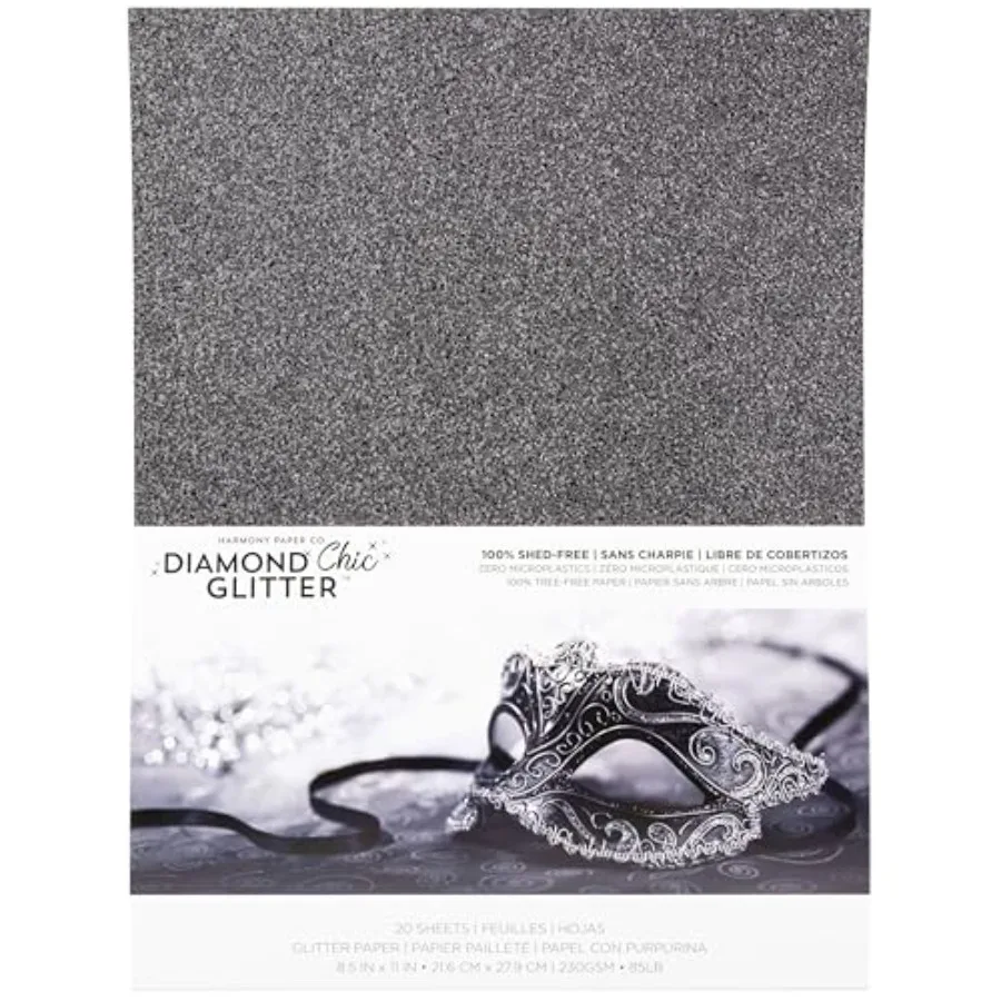 

Бумага для творчества Midnight Masquerade Glitter Cardstock 8.5 x 11 - Блестящая бумага без ворса для скрапбукинга, изготовления открыток, DIY-проектов - 20 листов