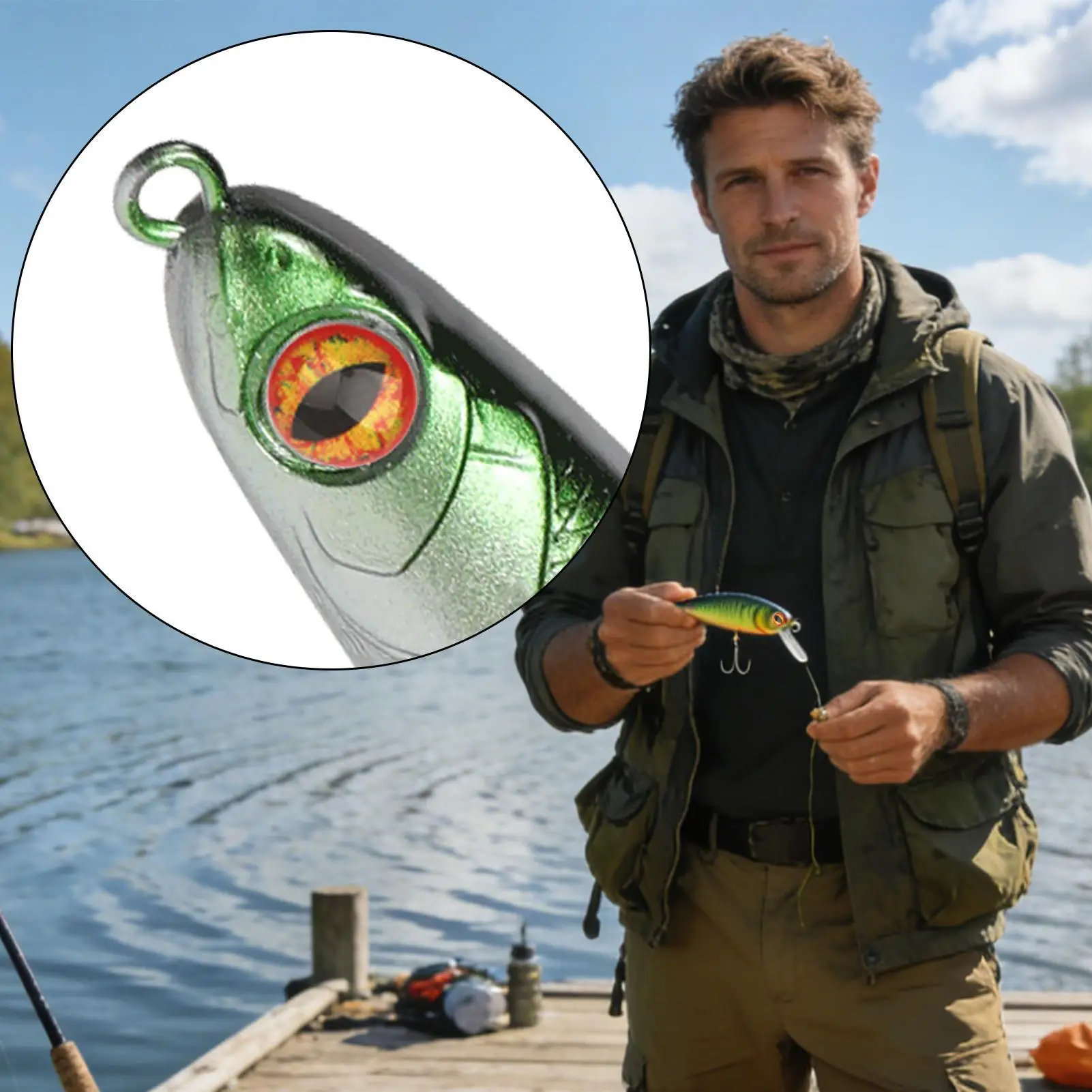 Fishing Lure Eye Adhesive Bait Stickers 4D Realistic Fishing Lure Eyes for Beginner Dad Men Outdoor Water Lake River Sea Shore