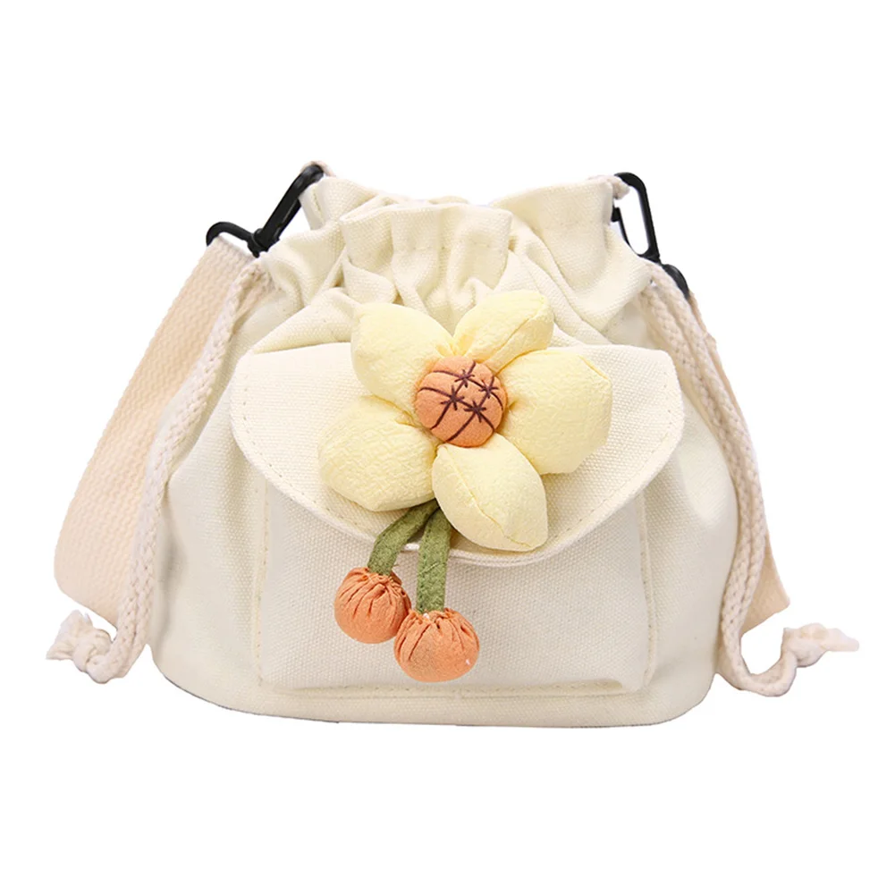 Bolso Hobo con cordón para mujer, bandolera con colgante de flores, de lona suave, de gran capacidad, para viajes, vacaciones, diario