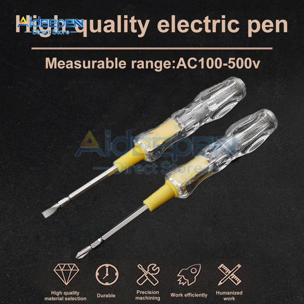 10Pcs New Portable LED Voltage 100-500V Test Pen Tester Flat Screwdriver Socket Detector Screw Driver Repair Electrician Tools